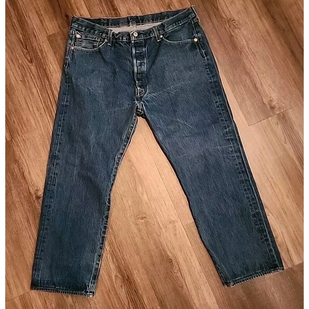 Levi Strauss Mens 501 Jeans 40x30 Straight Blue Denim